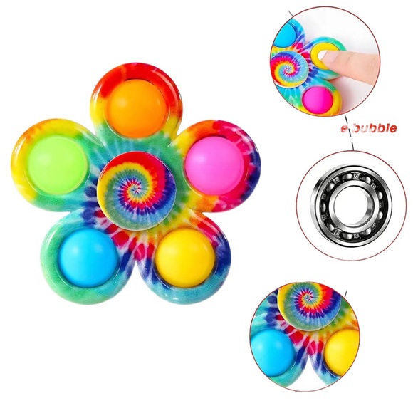 Colorful Floral Push Pop Fidget Spinner - Picture 4 of 5